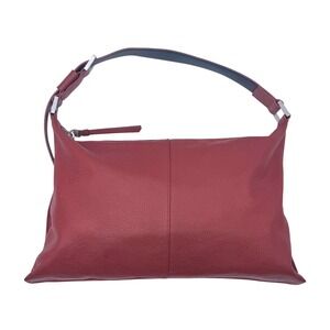 AllSaints Edbury Leather Shoulder Bag Wine Red Adjustable Strap Slouchy Zip